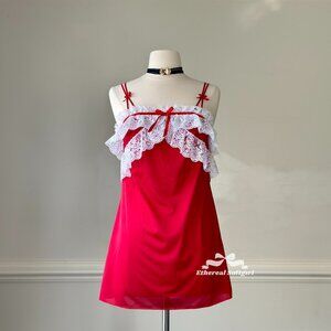 Japanese coquette satin red babydoll dress